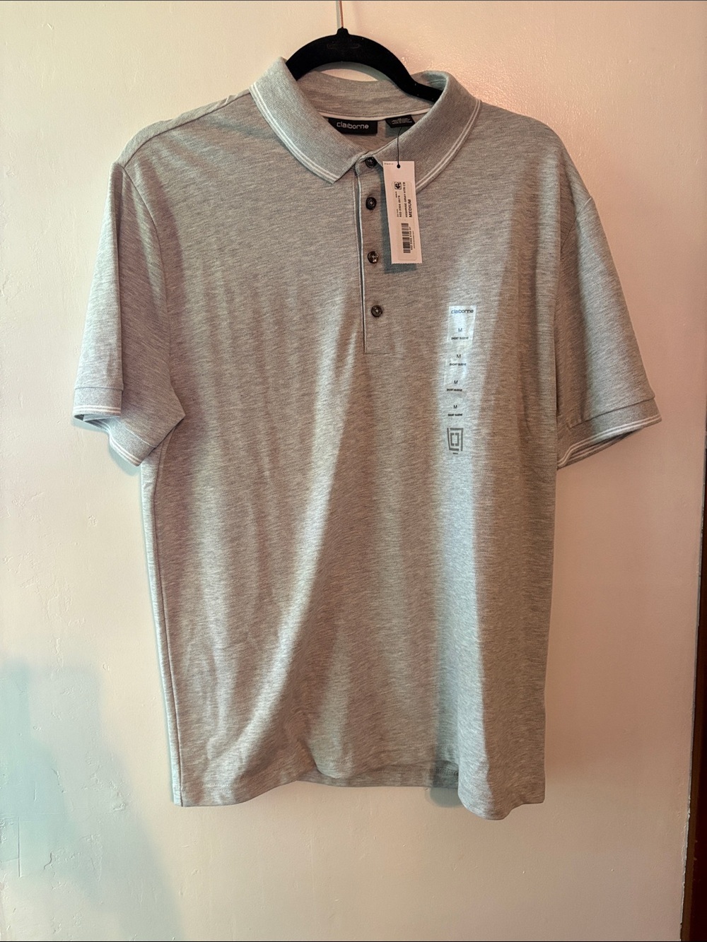 NWT: Claiborne Light Gray Short-Sleeve Polo Size Medium